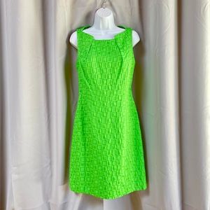 Madison Leigh Green Apple / Lime sleeveless dress with tone on tone pattern